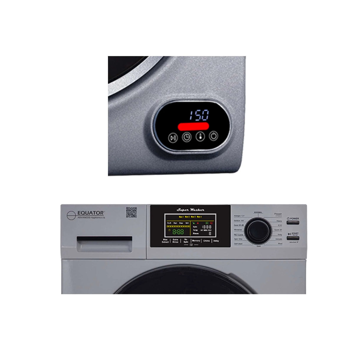 110V 1.6 cf Washer and 3.5 cf Vented Digital Dryer in Silver V9573