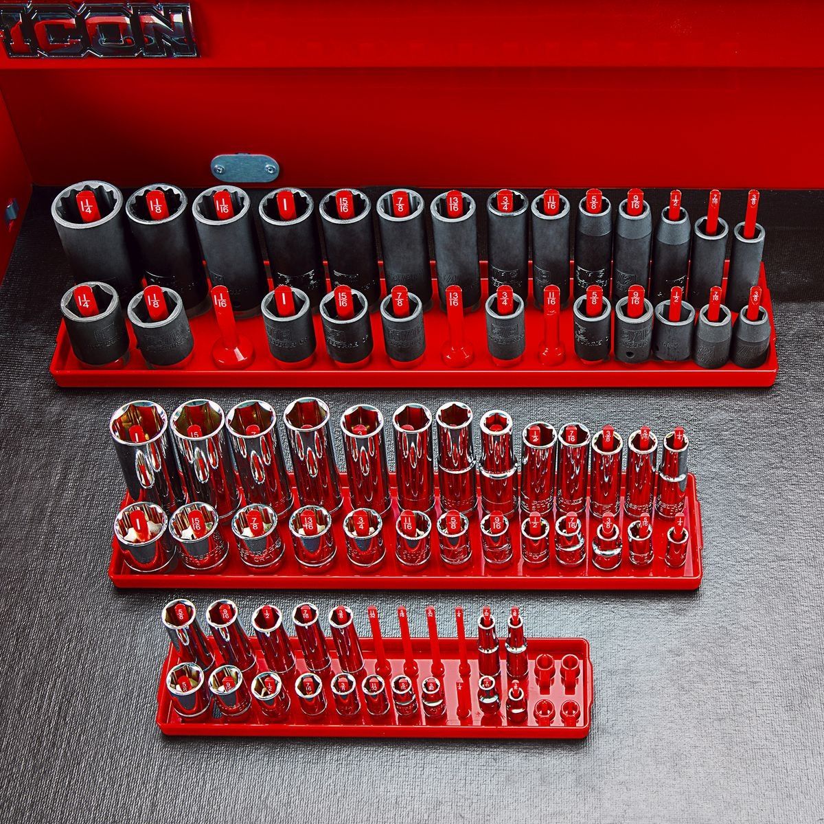 3 Piece Blue SAE Socket Tray X360504