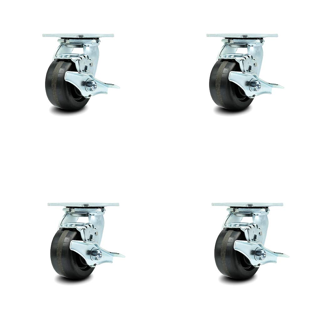 Set of 4 Heavy Duty Replacement Casters with Brakes F3593
