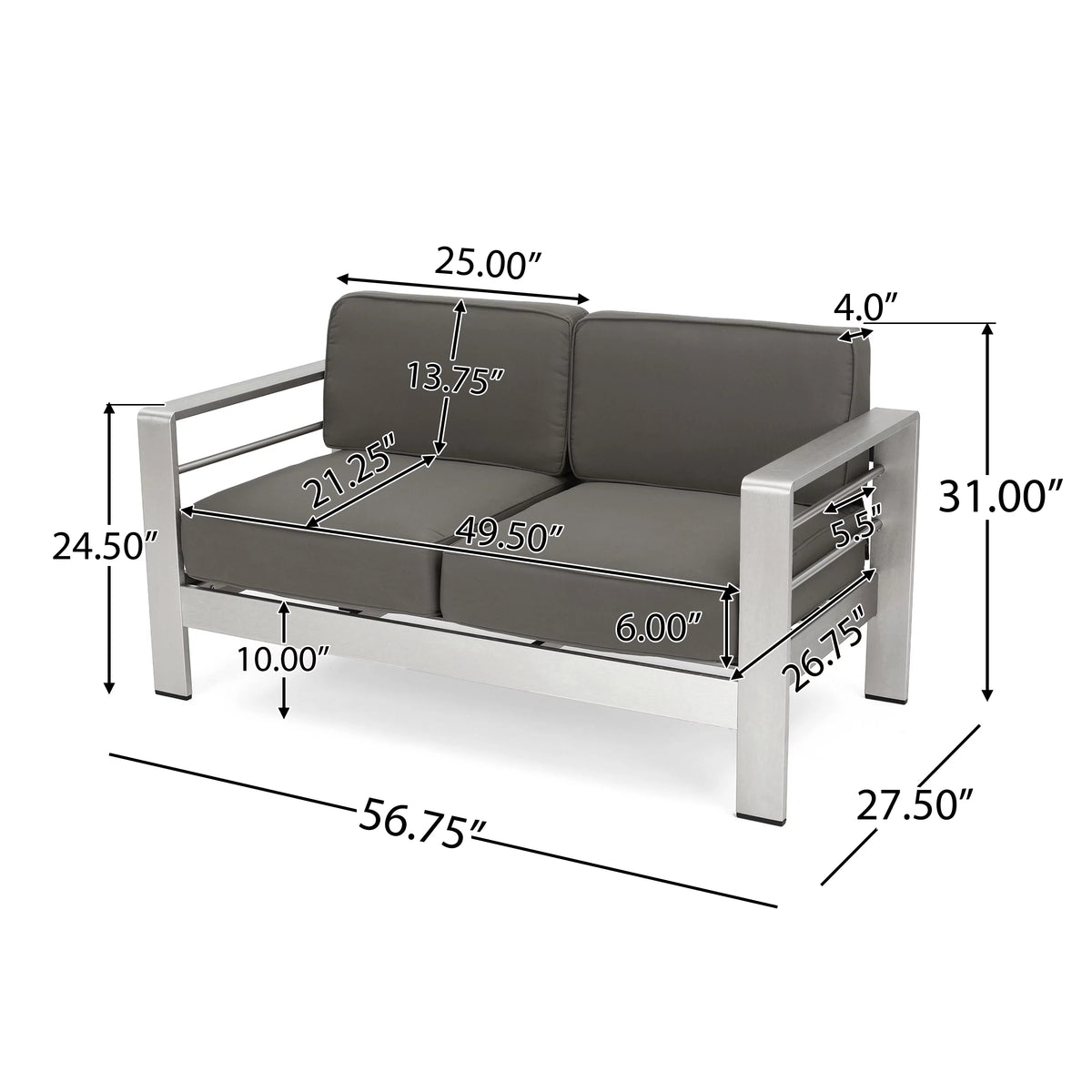 7-Seater Aluminum Patio Sofa Set with Coffee Table K8674