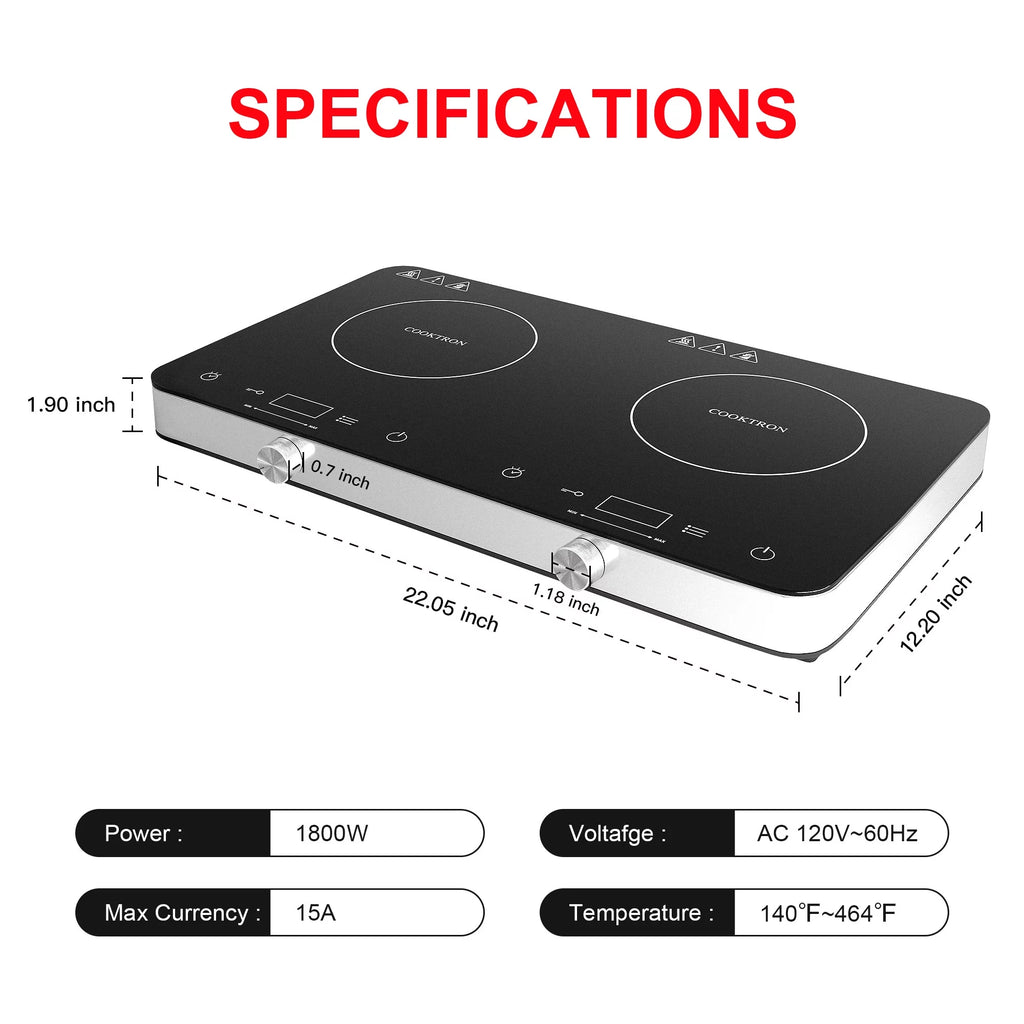 1800W Double Burner Electric Induction Cooktop O500907