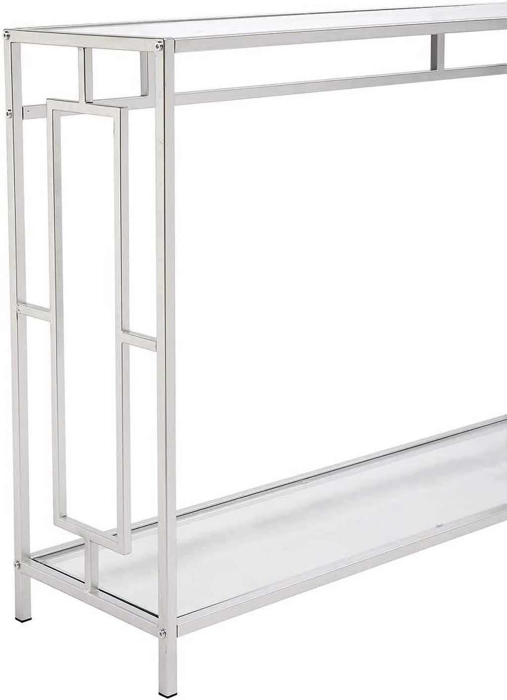 2-Tier Glass Console Table with Tempered Glass Top and Metal Frame E7670