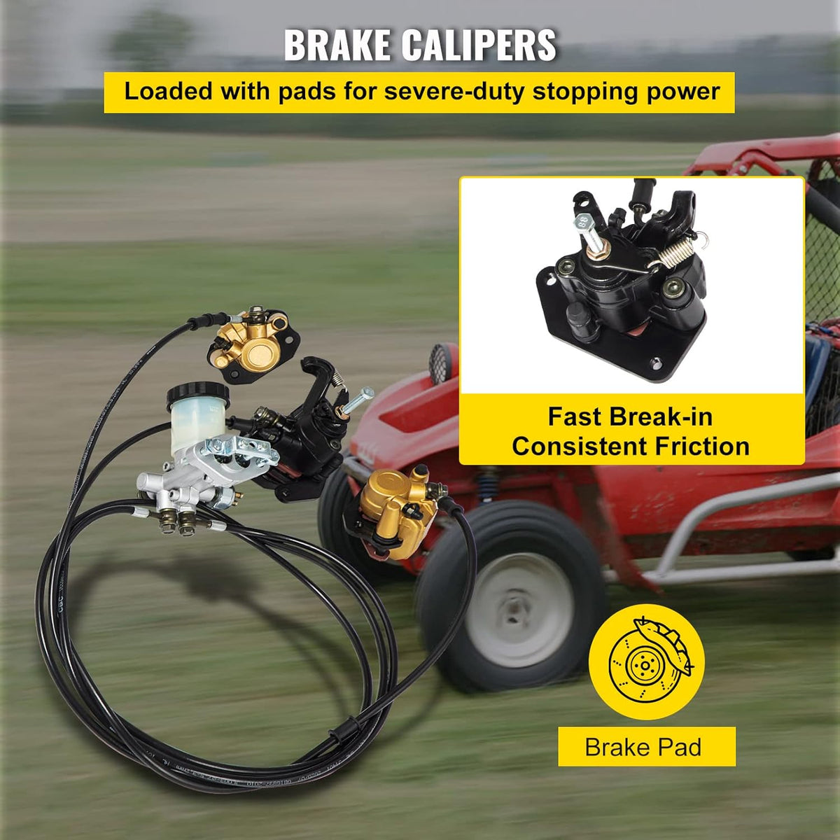 150cc Go Kart Hydraulic Brake Kit with Master Cylinder, Hose, Caliper, Pad P806