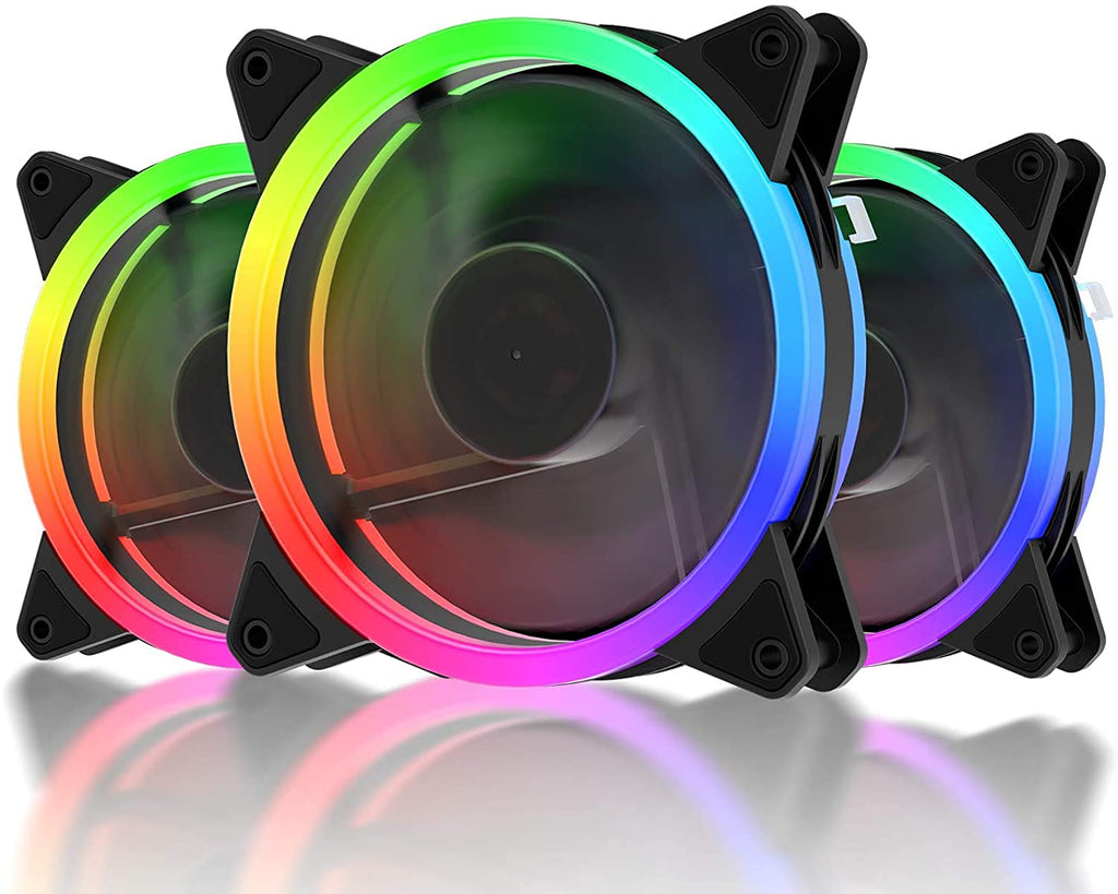 120mm RGB Computer Cooling PC Case Fan 3-Pack Black N3196