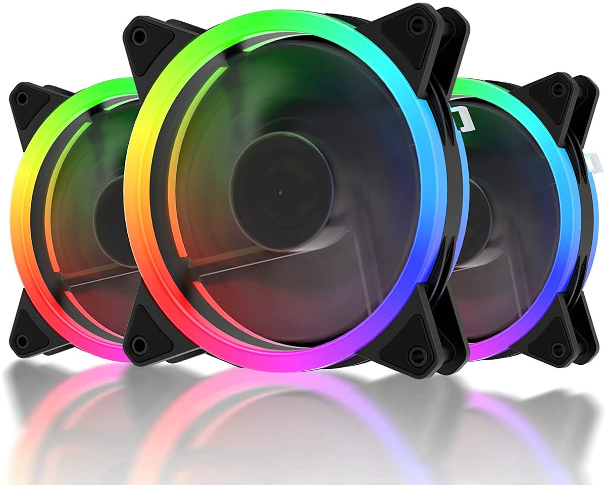 120mm RGB Computer Cooling PC Case Fan 3-Pack Black N3196