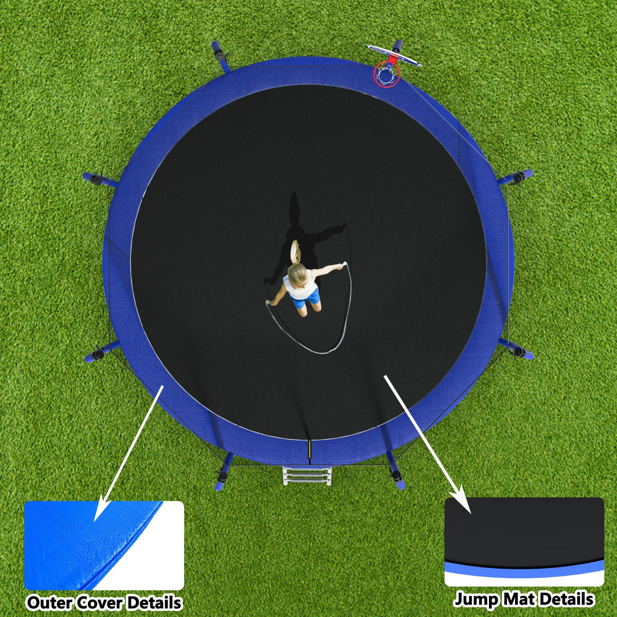 14FT Trampoline with Enclosure and Ladder R452
