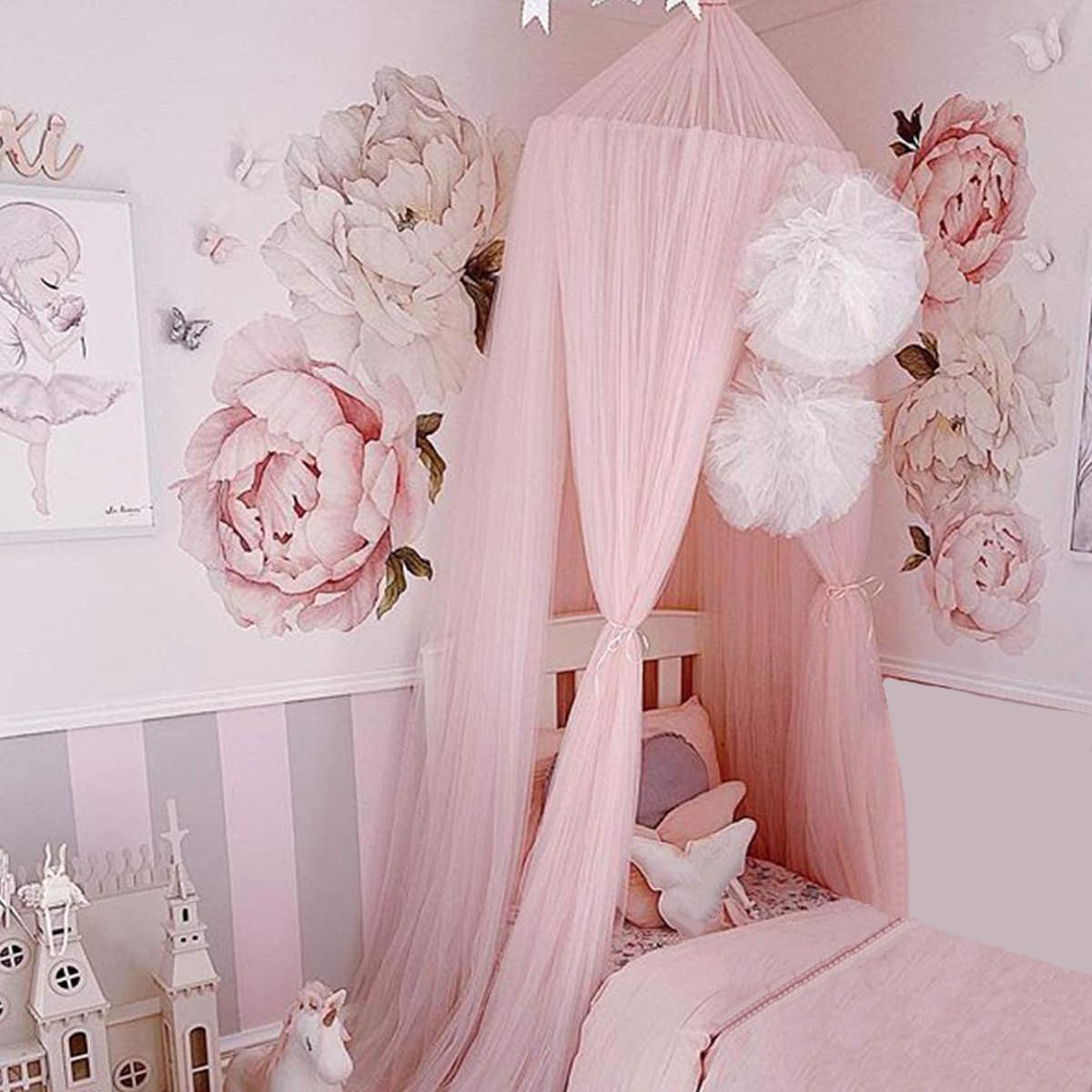 Pink Small Lace Mosquito Net Canopy L1621