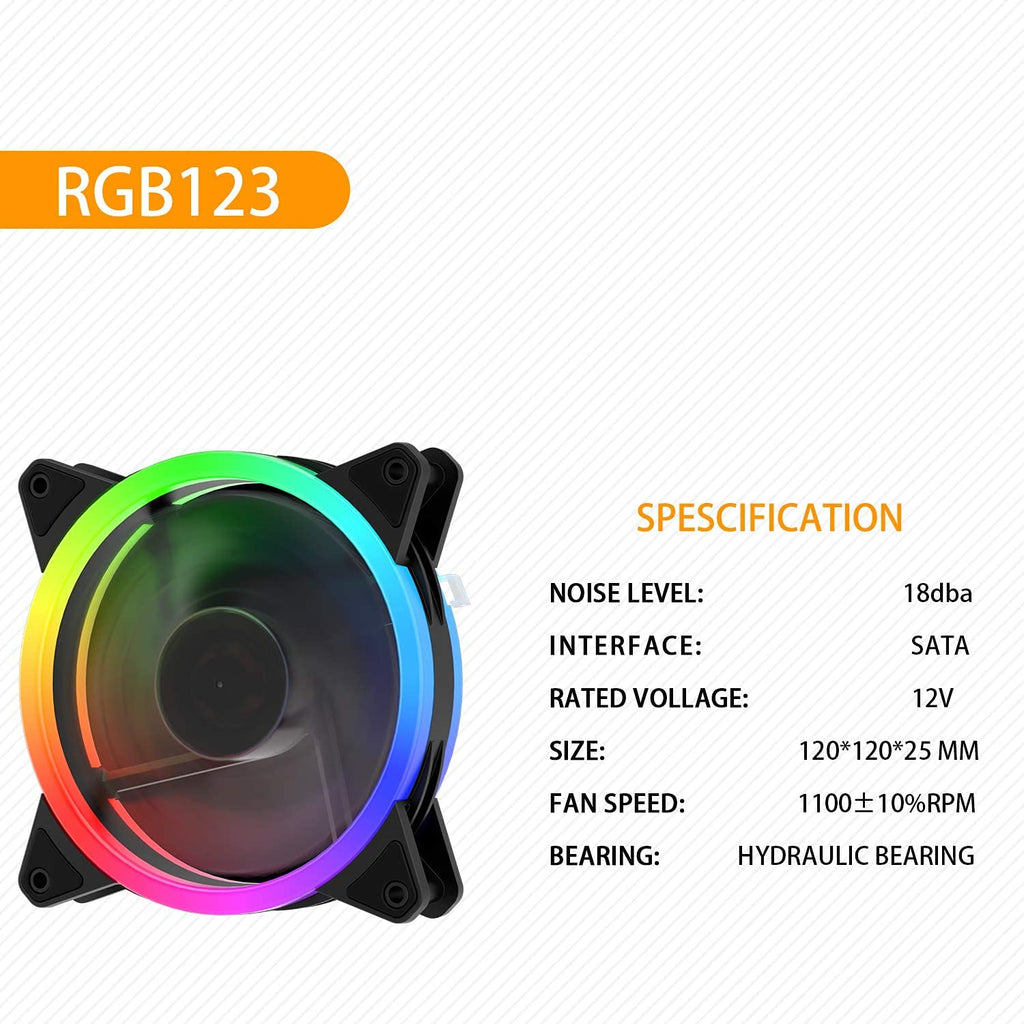 120mm RGB Computer Cooling PC Case Fan 3-Pack Black N3196