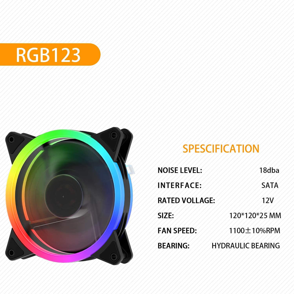 120mm RGB Computer Cooling PC Case Fan 3-Pack Black N3196