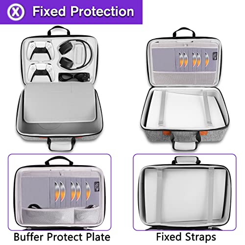 Grey Hard Shell Carrying Case for Console, Controllers, Headset and Gaming Accessories O9128