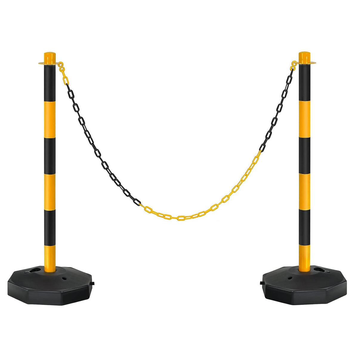 4 Pack Plastic Traffic Cones with Fillable Base and 5Ft Link Chains Q645