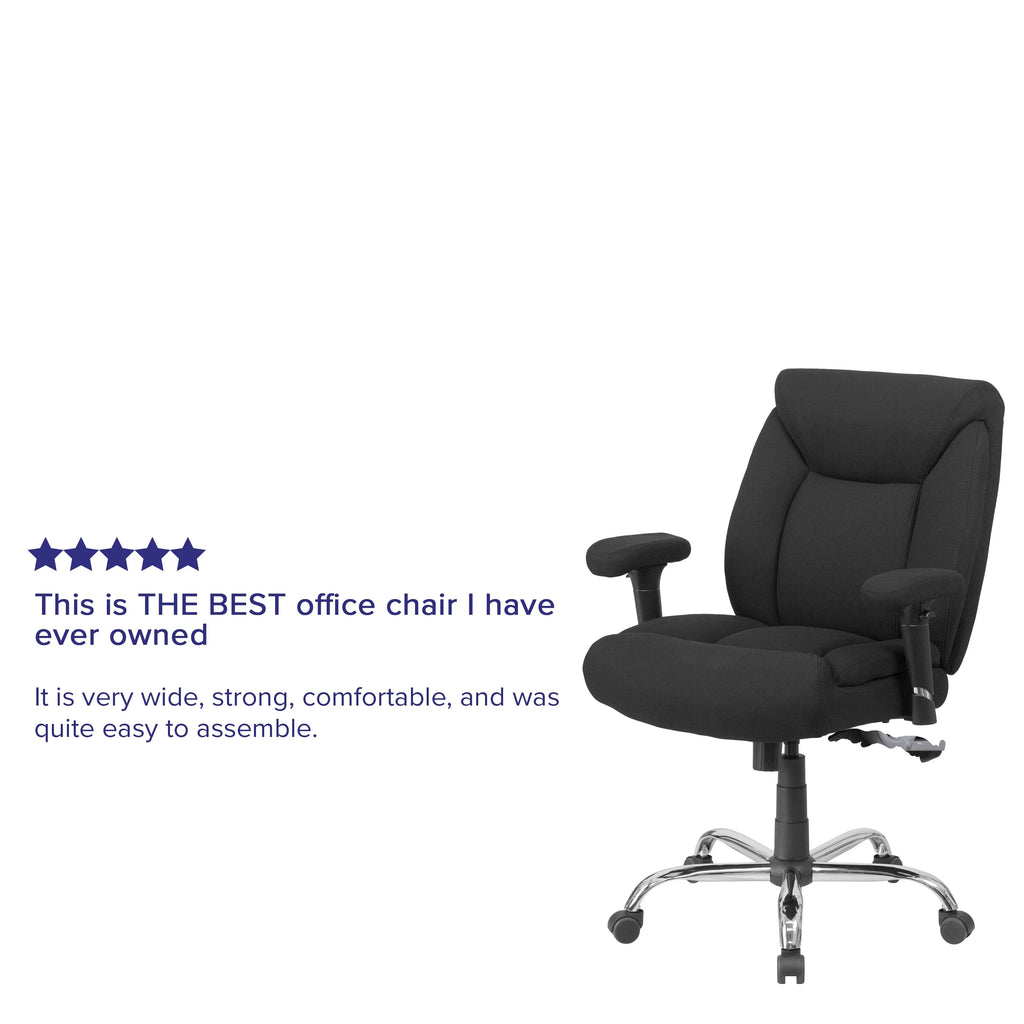 Big & Tall 400 lb. Rated Black Fabric Tufted Swivel Ergonomic Office Chair Y7249