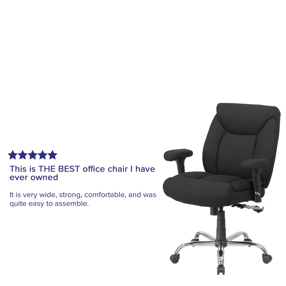 Big & Tall 400 lb. Rated Black Fabric Tufted Swivel Ergonomic Office Chair Y7249