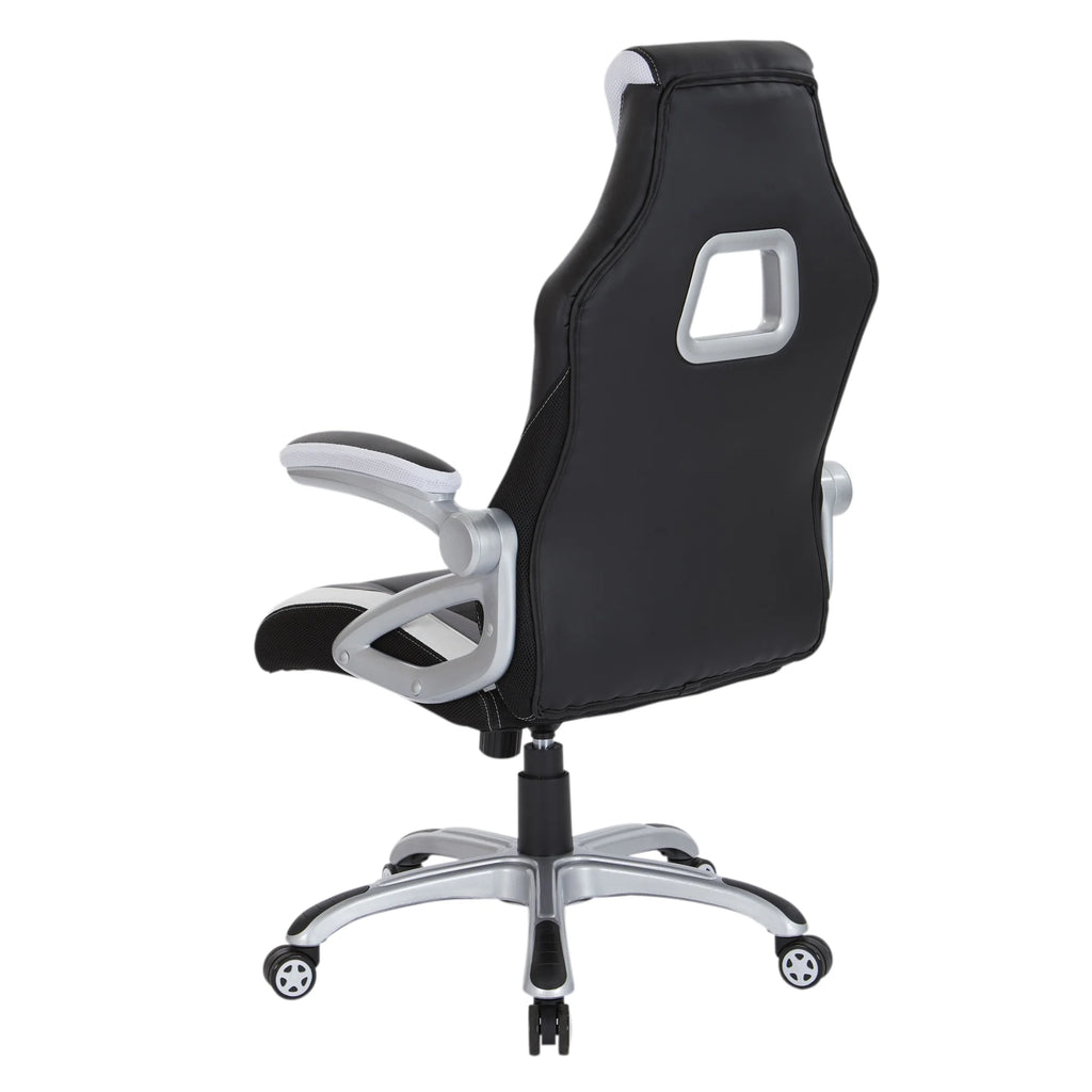Black Chair with White Trim and Silver Base V4350