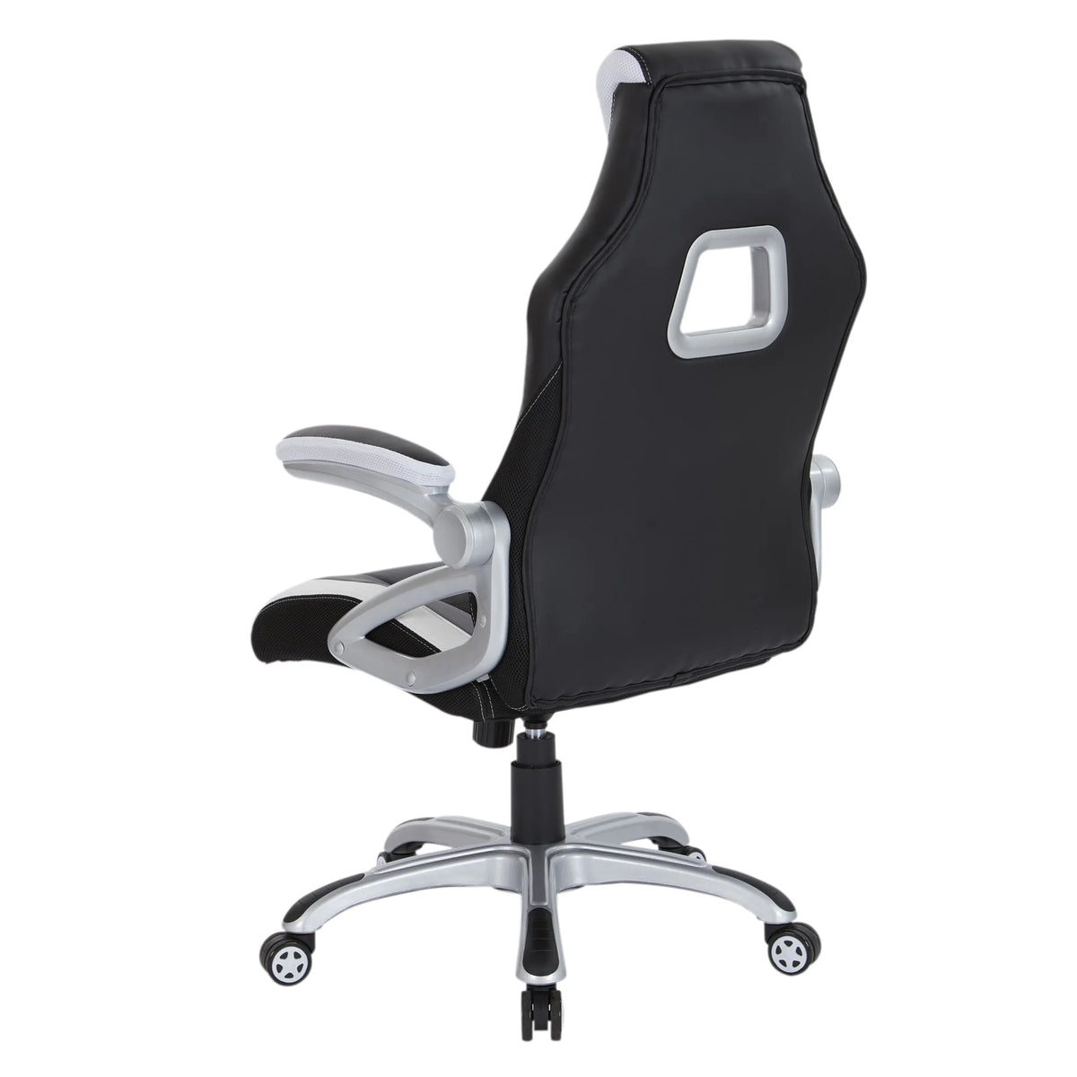Black Chair with White Trim and Silver Base V4350