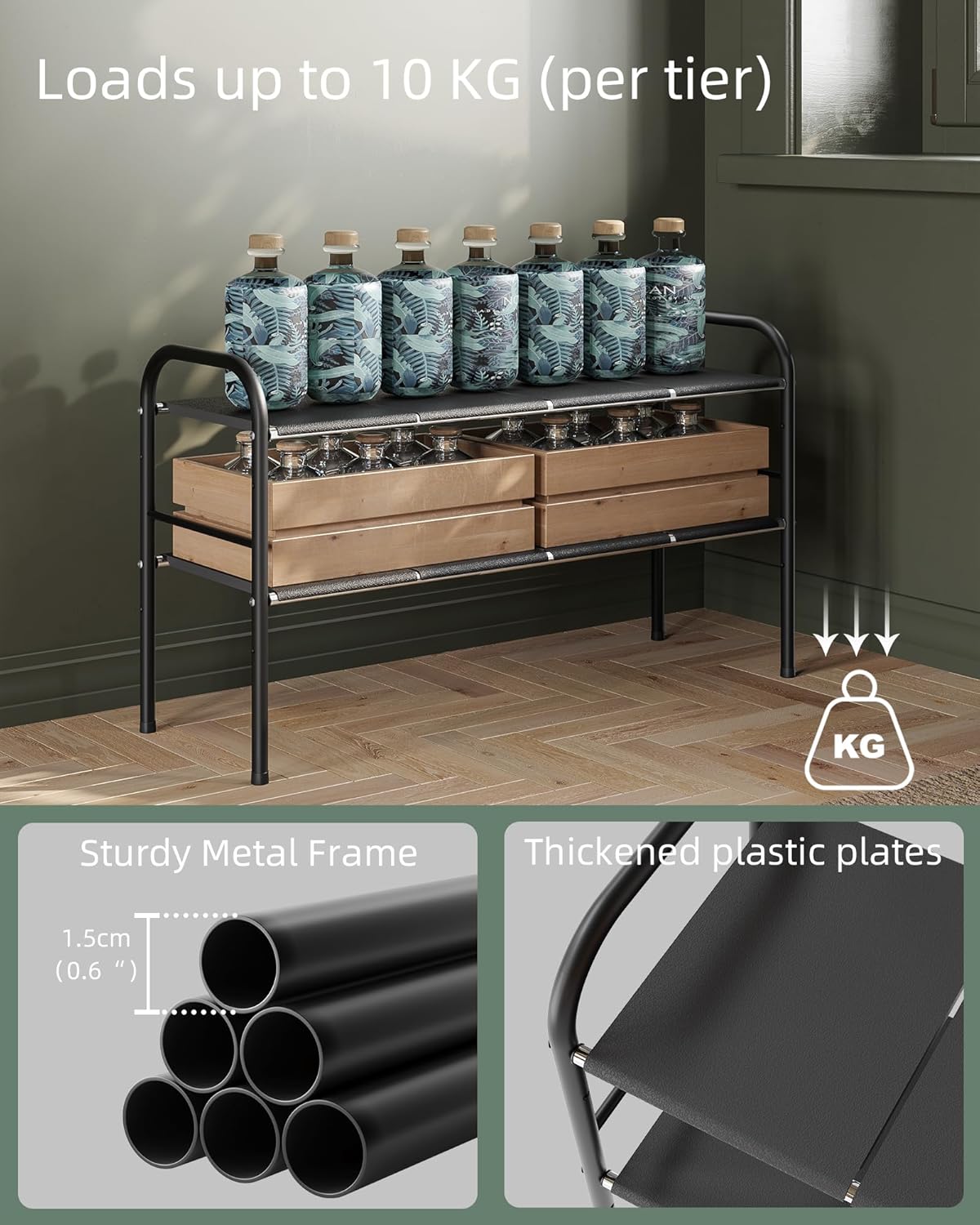 2 Tier Expandable Under Sink Organizer Shelf with 8 Removable Panels A37371