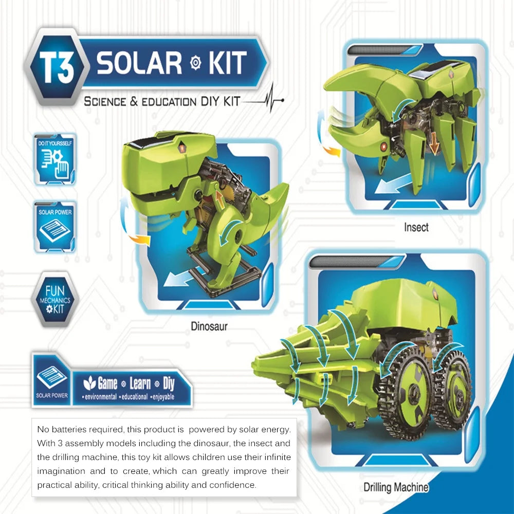 3 In 1 Solar Robot Diy Toy Set Stem Science Toy X9935