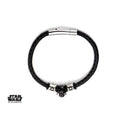 Men's Stainless Steel Black PVD Plated Leather Wrap Bracelet B691