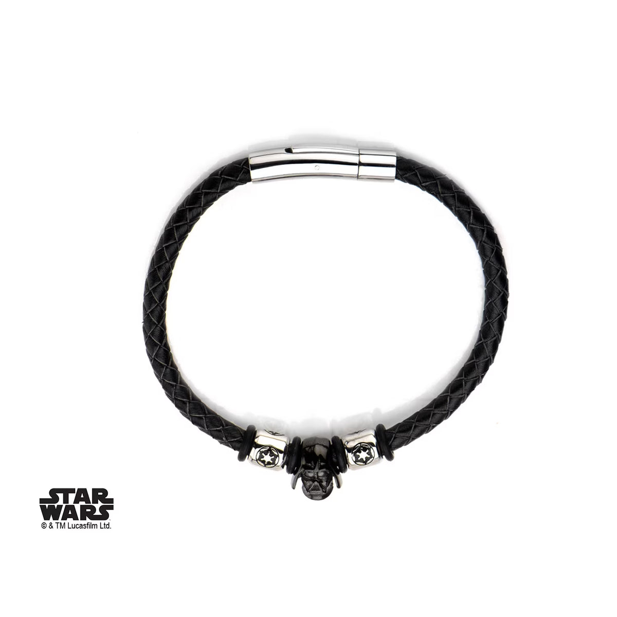 Men's Stainless Steel Black PVD Plated Leather Wrap Bracelet B691