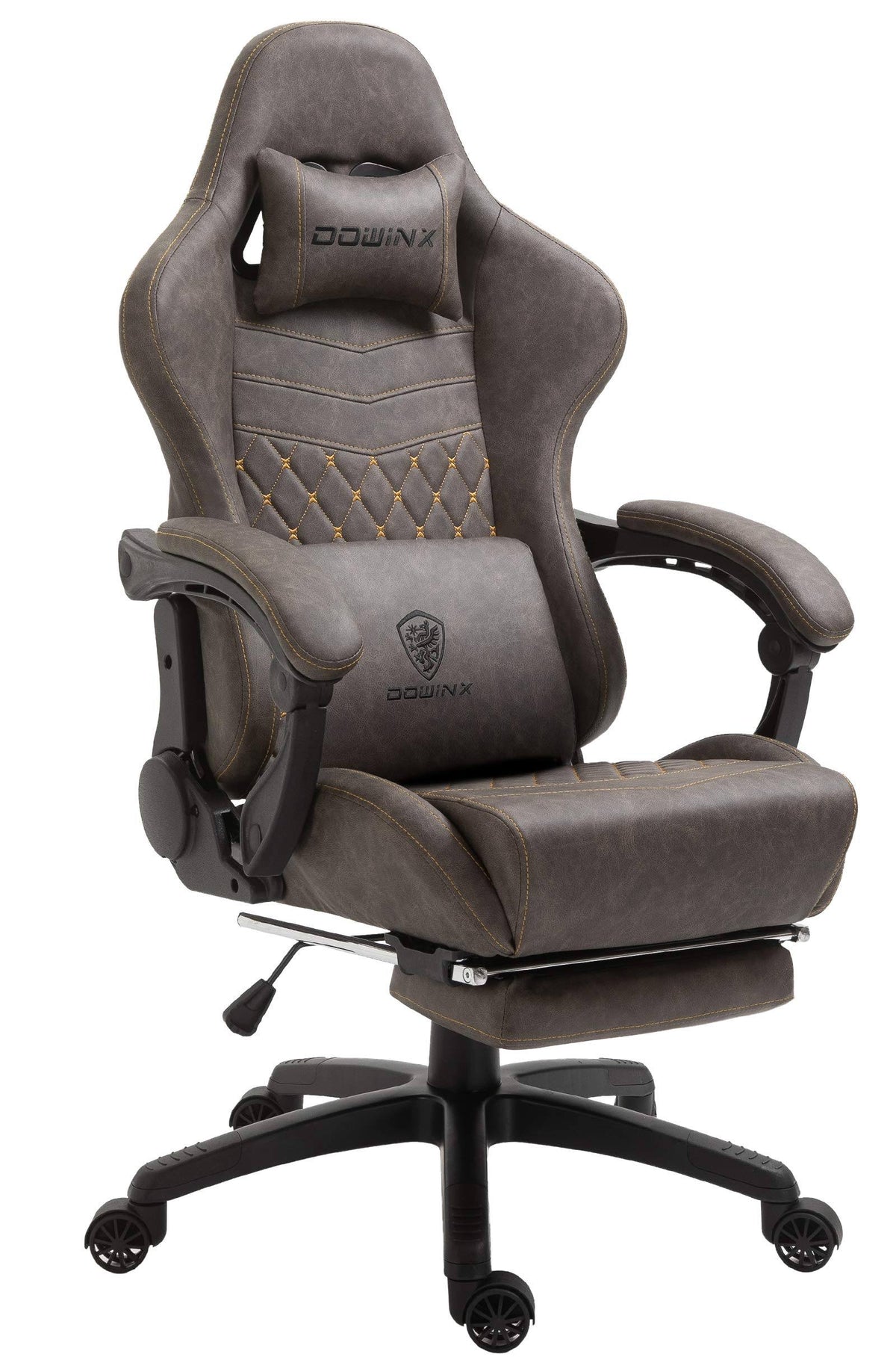 Vintage Style PU Leather High Back Gaming Chair with Massage Lumbar Support F193
