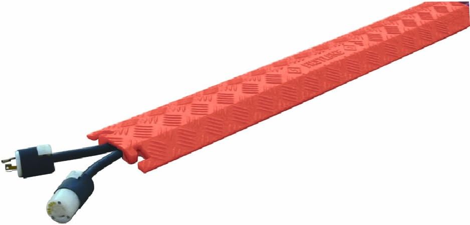 Polyurethane 1 Channel Drop Over Cable Protectors with L-Shaped Connectors, Orange T26514