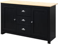 Black Kitchen Sideboard Buffet Storage Cabinet with 2 Side Cabinets 3 Drawers F9734