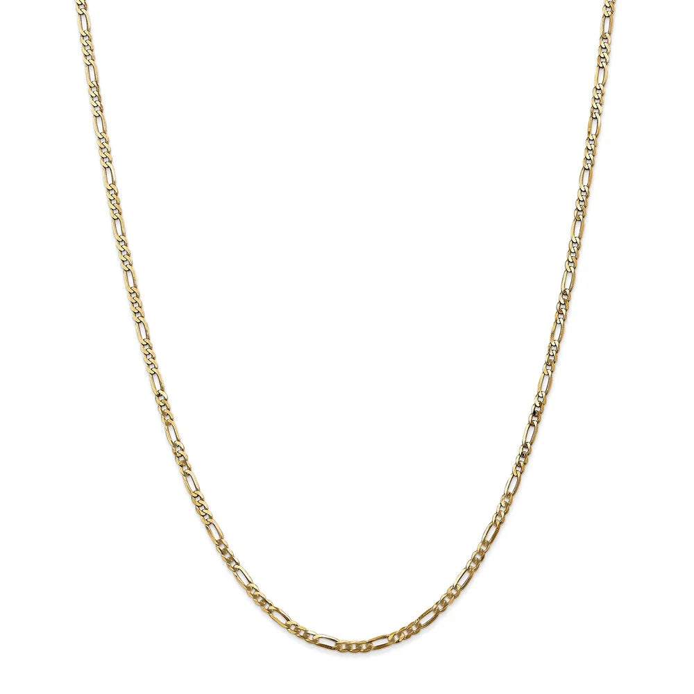 14kt Yellow Gold Flat Figaro Chain 24 inch Lobster Clasp X767