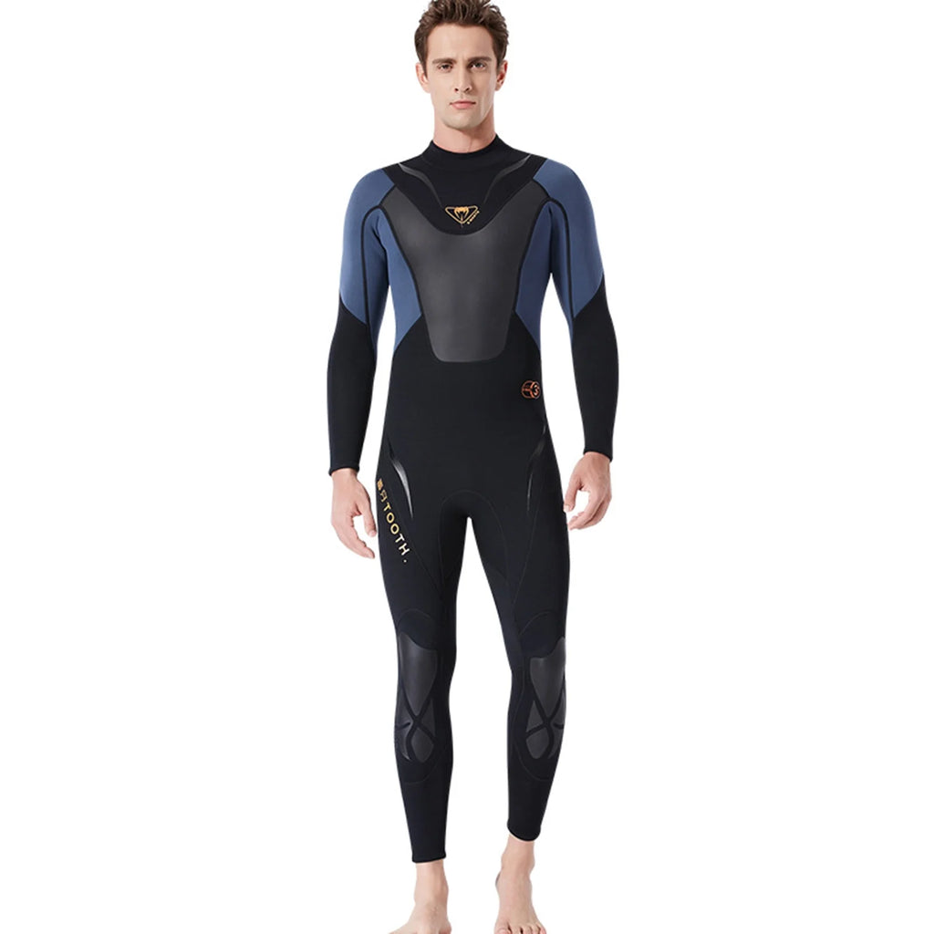 Men 3mm Neoprene Full-body Wetsuit with Back Zipper G48772