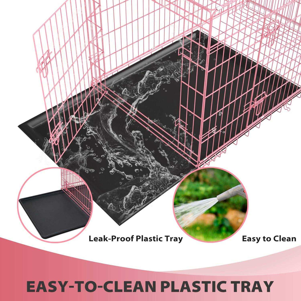 24,30,36,42,48 Inch Folding Wire Dog Crate with Double-Door E642463