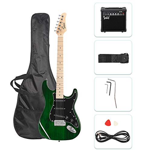 Full Size Electric Guitar with 20W Amp and Accessories Pack Guitar Bag (Blue) Q710609