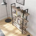 5-Tier Rustic Wood and Metal Bookcase W39831