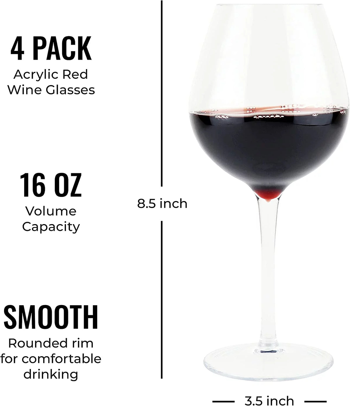 Unbreakable Red Wine Glasses, 4 Pack M66269