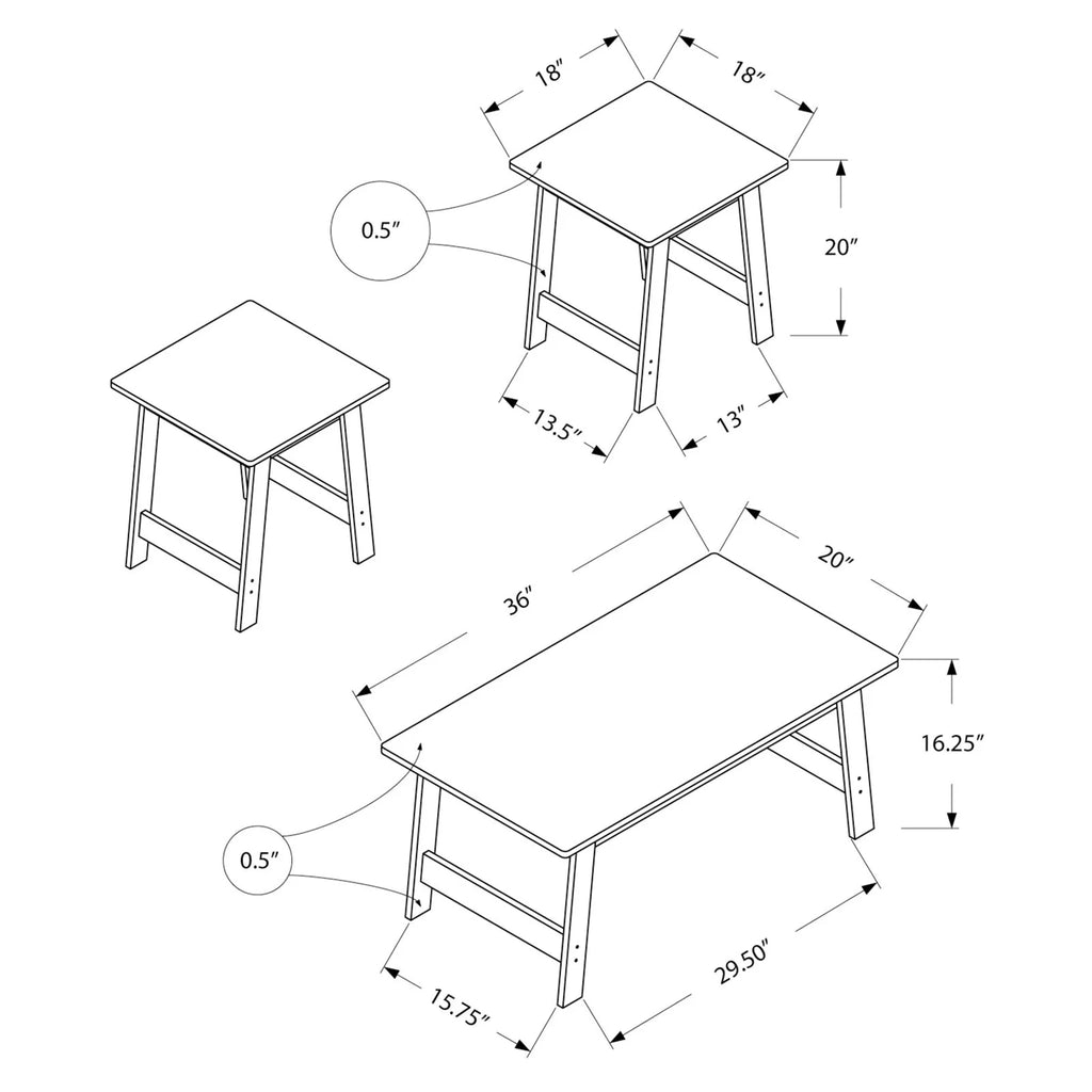 3pcs Brown Laminate Table Set N1062
