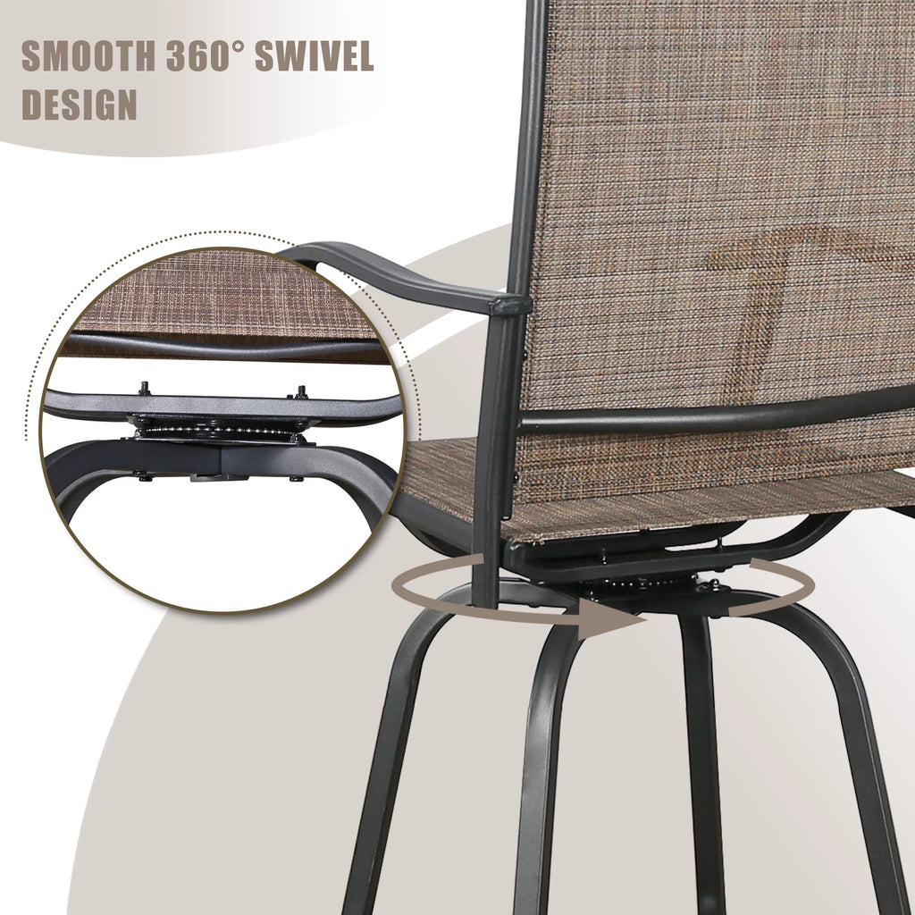4-Piece Outdoor Swivel Bar Stools with High Back and Armrest K321472