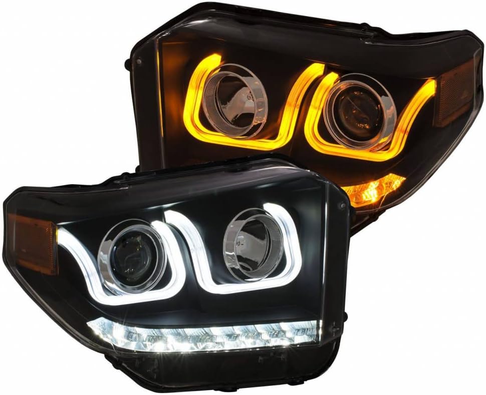 Projector Headlights with U-Bar Switchback Black S7496