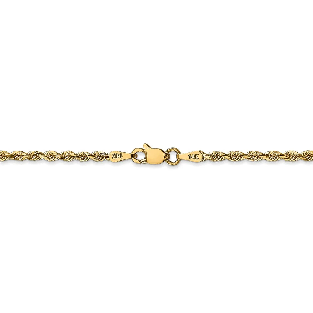 14kt Yellow Gold Diamond Cut Rope Chain 30 inch Lobster Clasp A1967