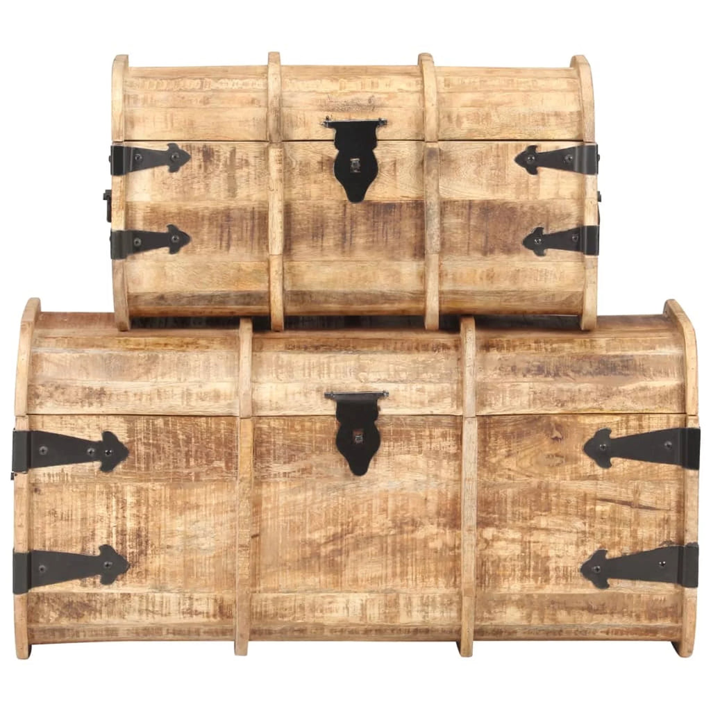 Storage Chests 2 Pieces Solid Mango Wood C8269