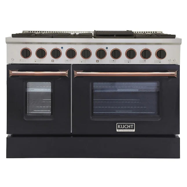 48 In. 6.7 cu ft. Propane Gas Range with Black Door and Rose Gold Accents K6755