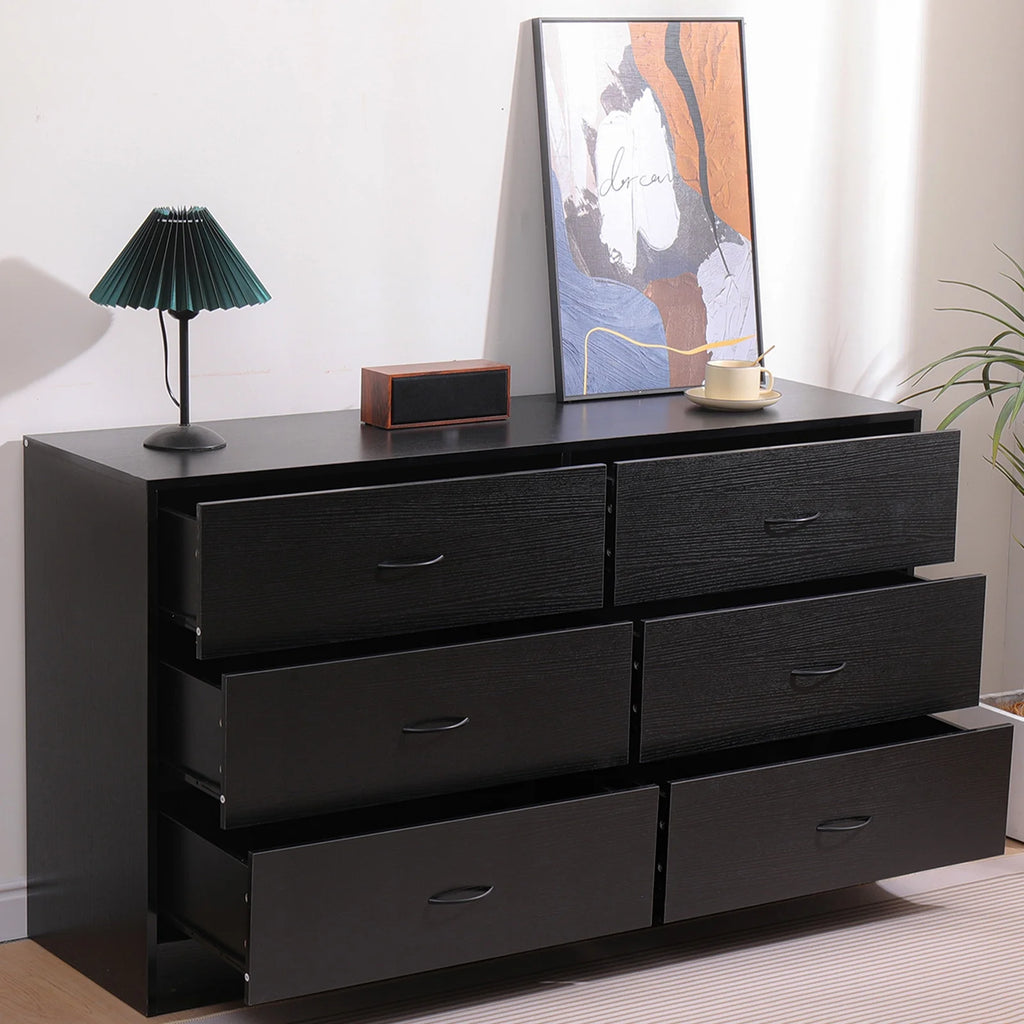 Black 6 Drawer Dresser Y316