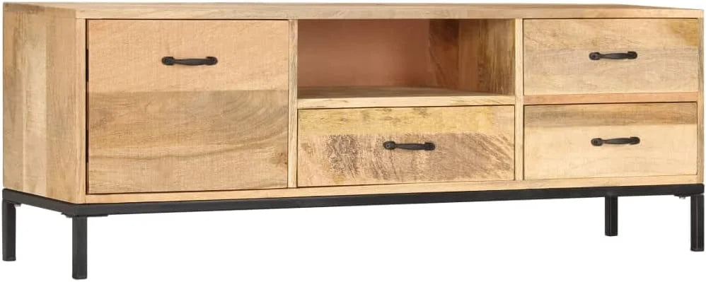 Solid Mango Wood TV Stand with Iron Tube Legs B719