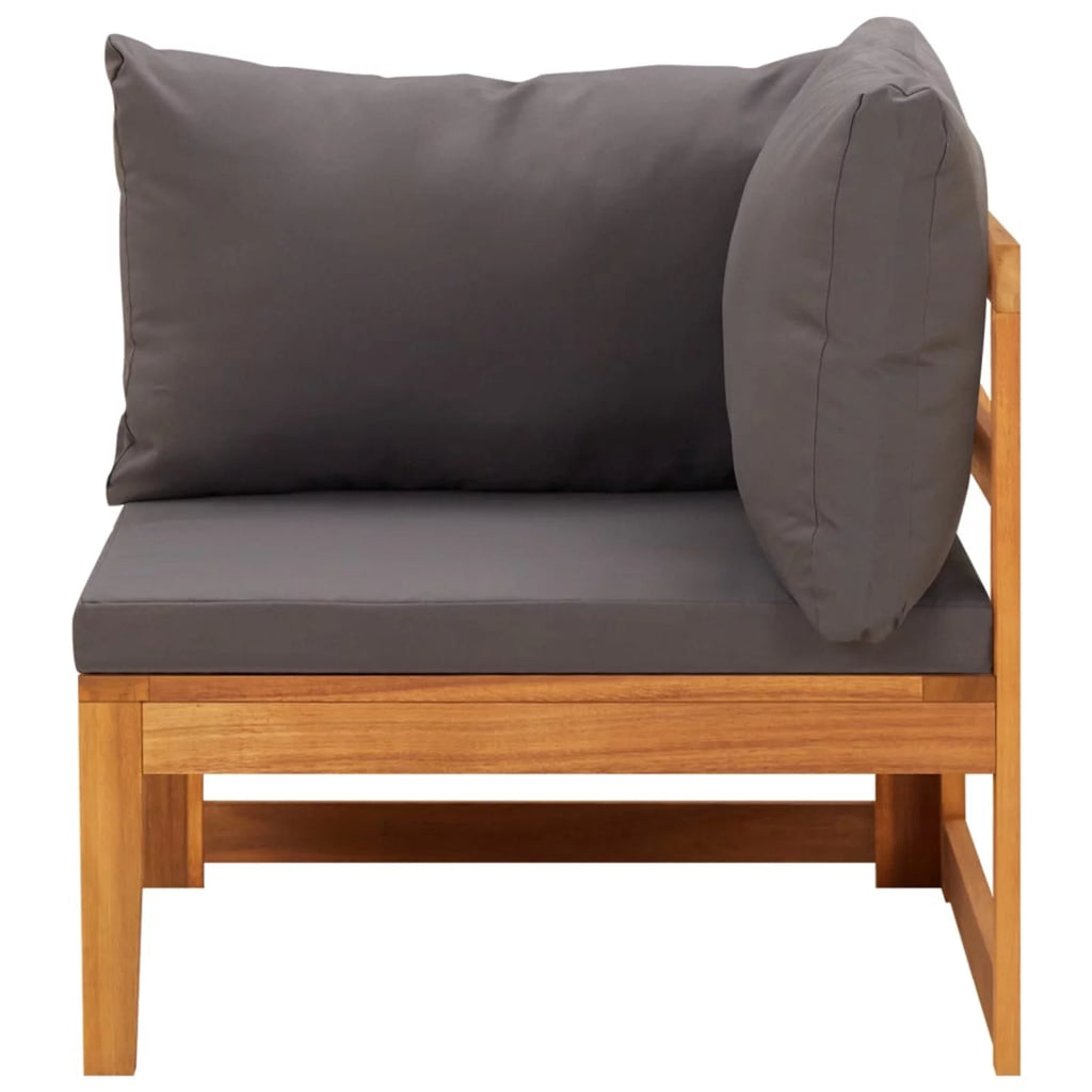 4 Piece Dark Gray Cushioned Acacia Wood Patio Lounge Set Y9478