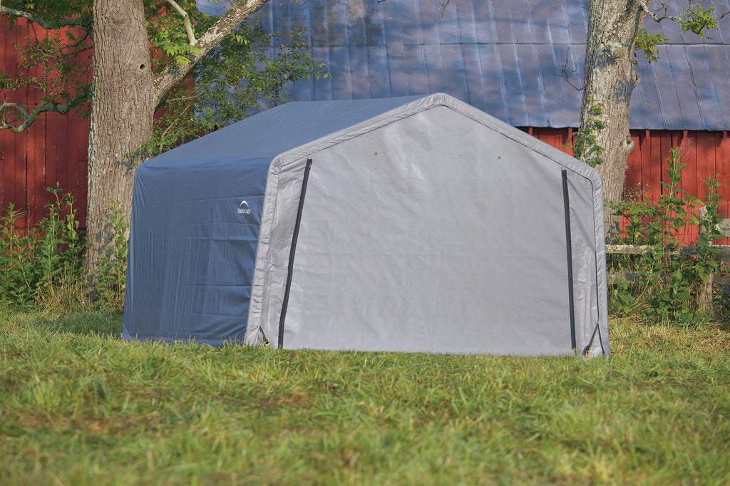 12-12-8 Peak Style Storage Shed Grey Cover N134