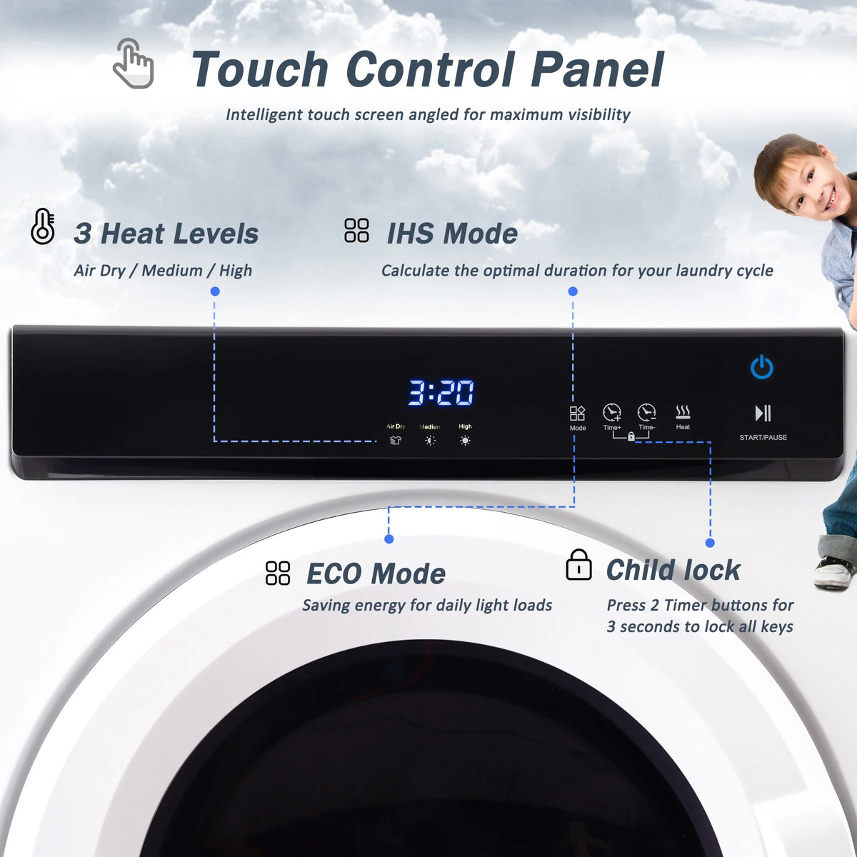 Electric Portable Clothes Dryer with Stainless Steel Tub V8042