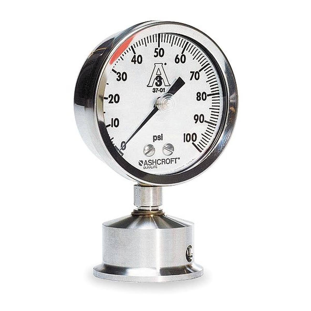 60# Pressure Gauge, 0 to 60 psi, 3-1/2in, 2in Q654826