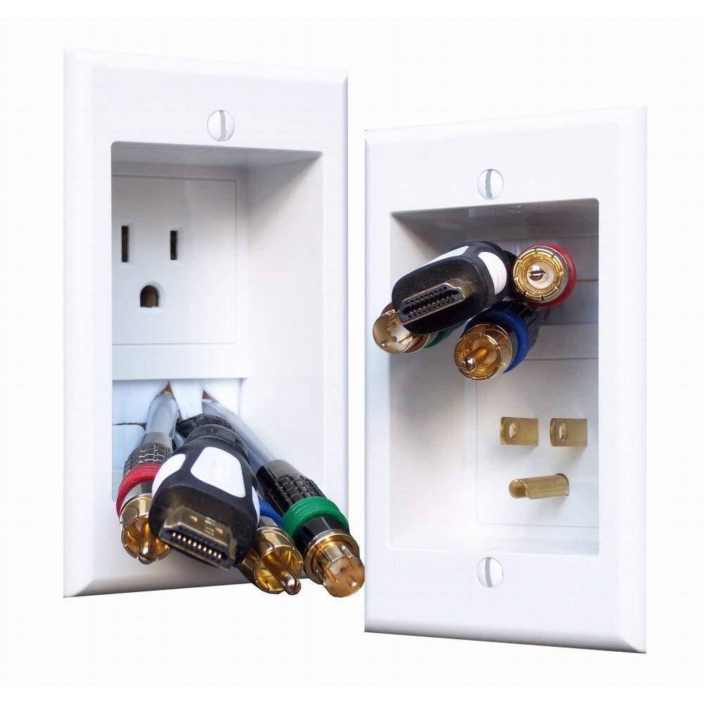 Single-Outlet Recessed In-Wall Cable Management System X44241