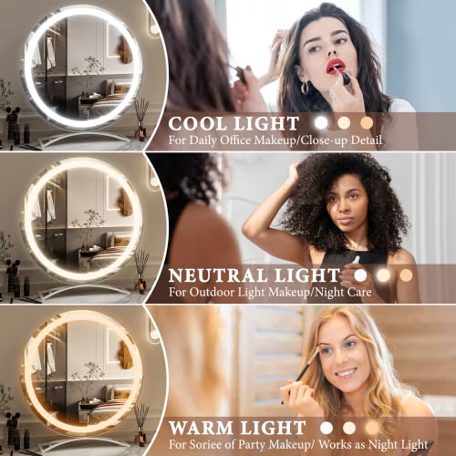 17"x15" LED Lighted Makeup Mirror with Touch Sensor 3-Color Lighting Y2061