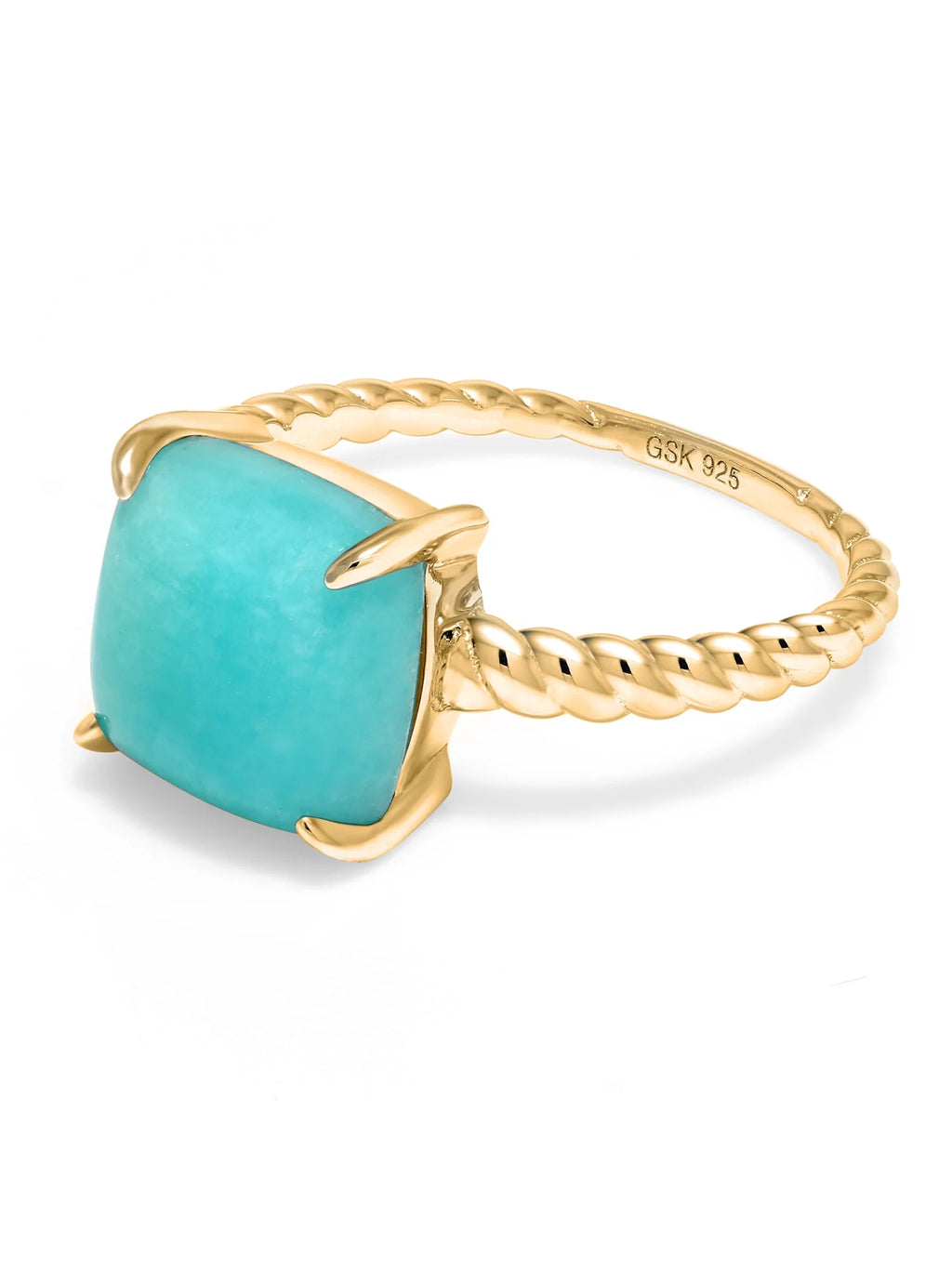 18K Yellow Gold Plated Silver Sleeping Beauty Turquoise Ring C277