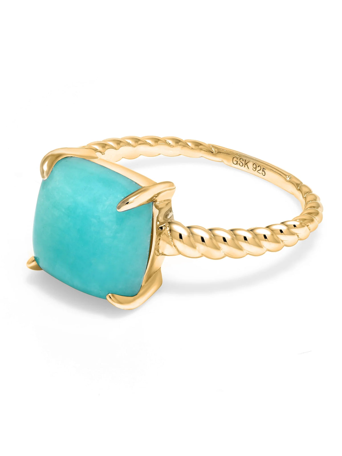 18K Yellow Gold Plated Silver Sleeping Beauty Turquoise Ring C277
