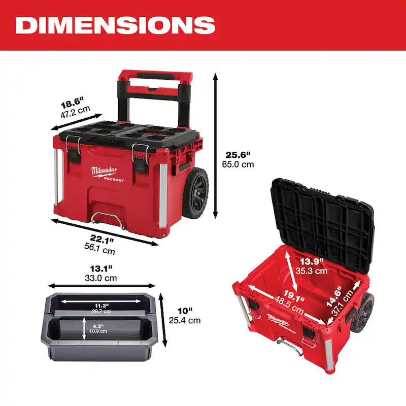 22 in. Rolling Tool Box and Large and Medium Tool Box B647243