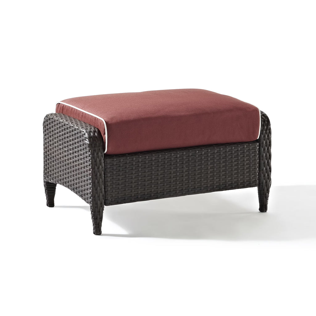 Sangria Red Outdoor Wicker Ottoman N7008